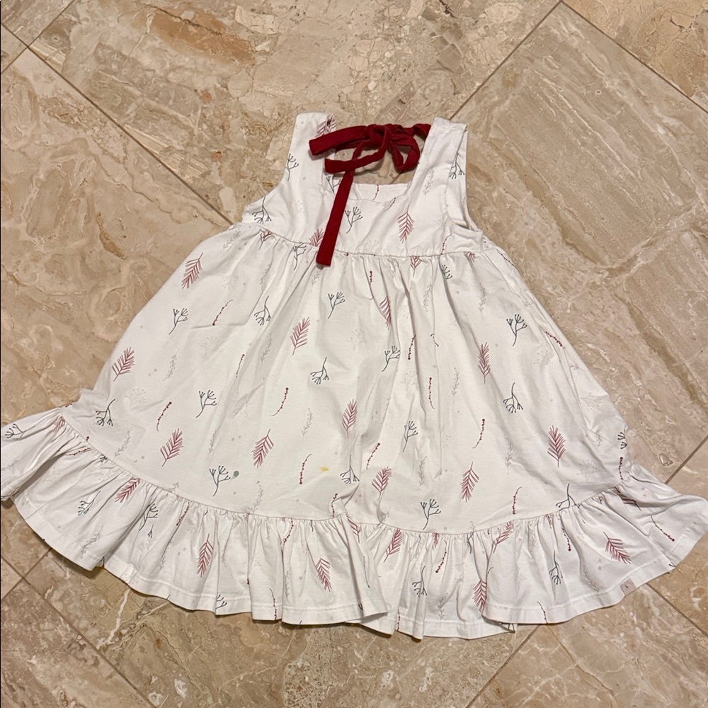 Omni Jo by Well Dressed Wolf White Dress with Red Bow and Leaf Pattern